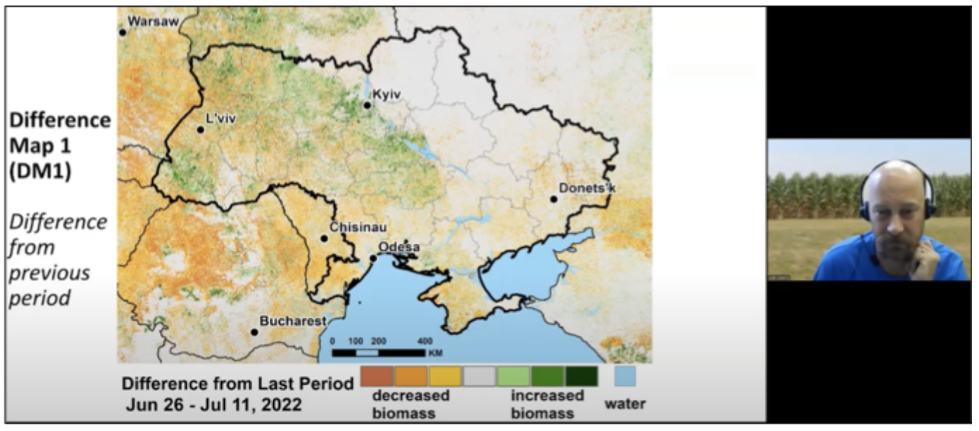 "Screenshot of Zoom presentation showing Ukraine map, with speaker Jude Kastens in inset window"